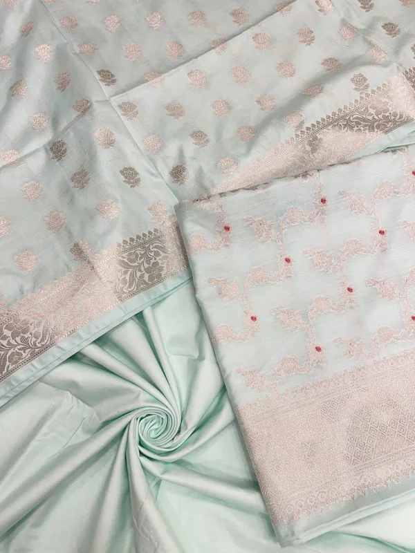 Humairah_Seagreen_Katan_Chiniya_Silk_Floral_Silver_Zari_Mina_Jaal_3_pcs_Suit_set_with_Plain_Bottom_and_Floral_Zari_Booti_Seagreen_Dupatta
