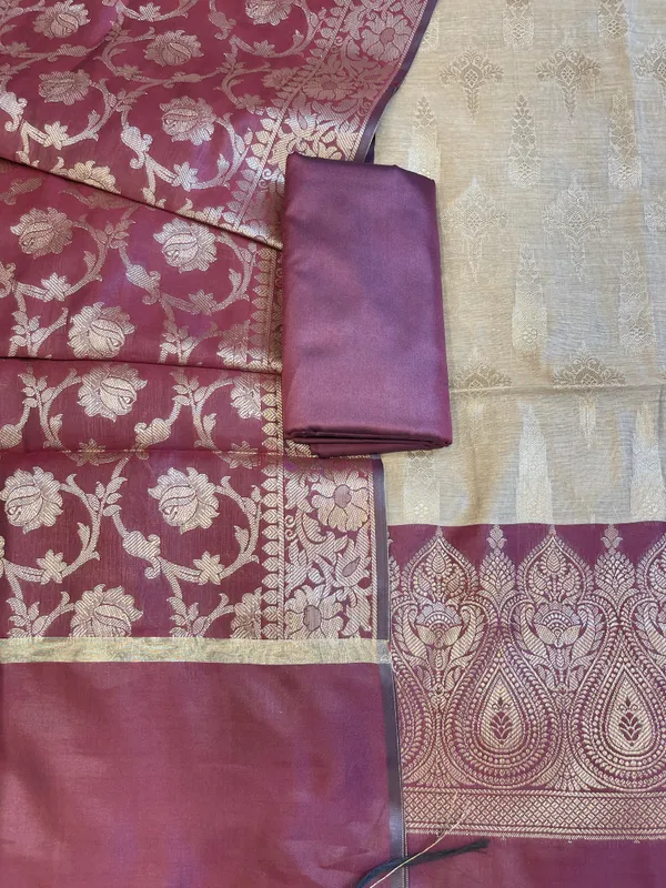 Beige_Art_Silk_Floral_Zari_Booti_Contrast_Banarasi_Suit_with_Maroon_Dupatta_625AJ_TPT47