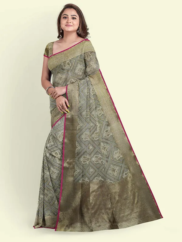 Grey_Cotton_Blend_Banarasi_Sarees_For_Women_GEASF_775
