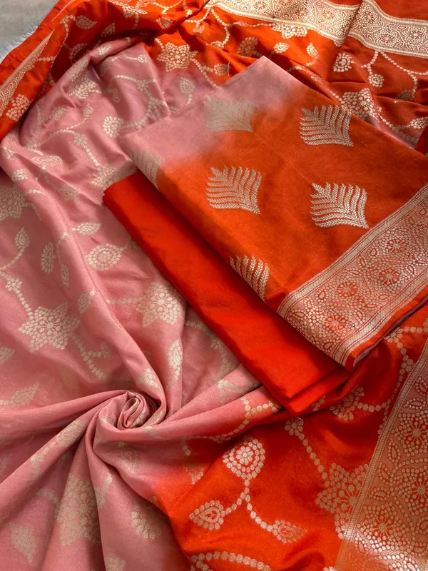 Dual_Shaded_Red-Peach_Katan_Georgette_Banarasi_Suit_with_Gold_Zari_Booti_&_Rich_Border_130DAN_SH1