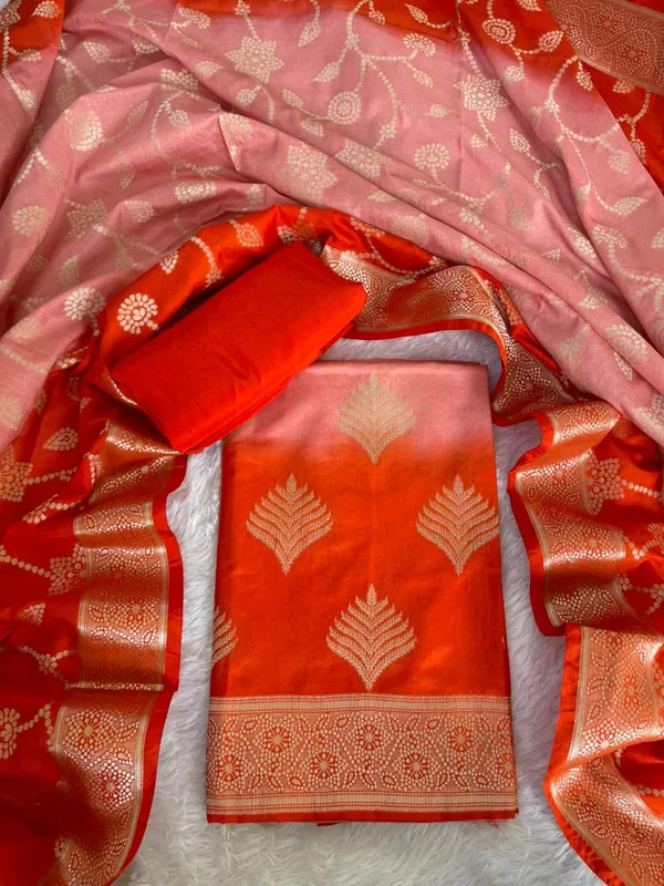 Dual_Shaded_Red-Peach_Katan_Georgette_Banarasi_Suit_with_Gold_Zari_Booti_&_Rich_Border_130DAN_SH1