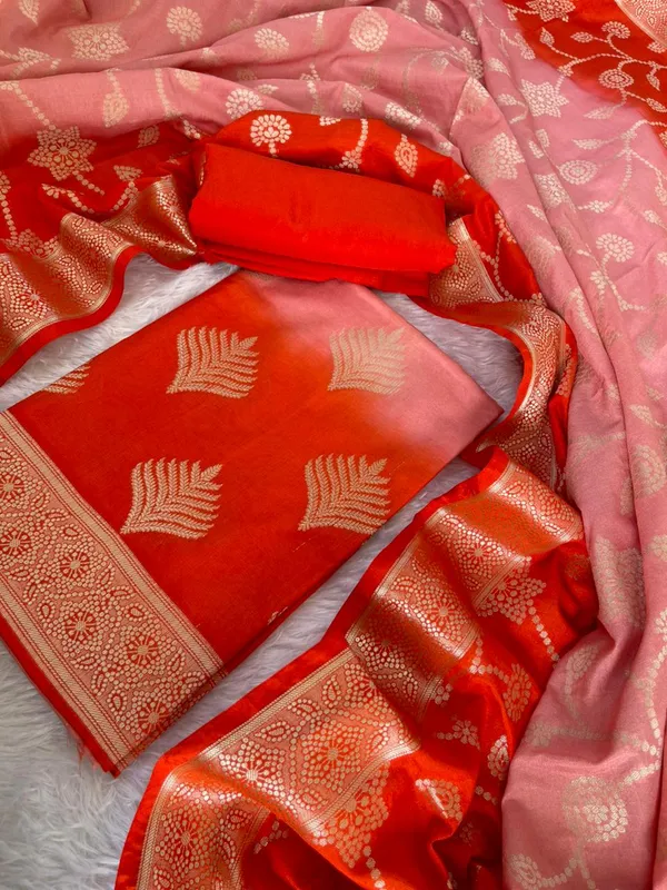 Dual_Shaded_Red-Peach_Katan_Georgette_Banarasi_Suit_with_Gold_Zari_Booti_&_Rich_Border_130DAN_SH1