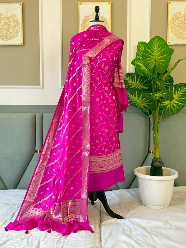 Magenta_Mango_Silk_Zari_Jaal_Daman_Weaved_Banarasi_Suit_With_Aada_Stripe_Dupatta_140PNJ_MS4