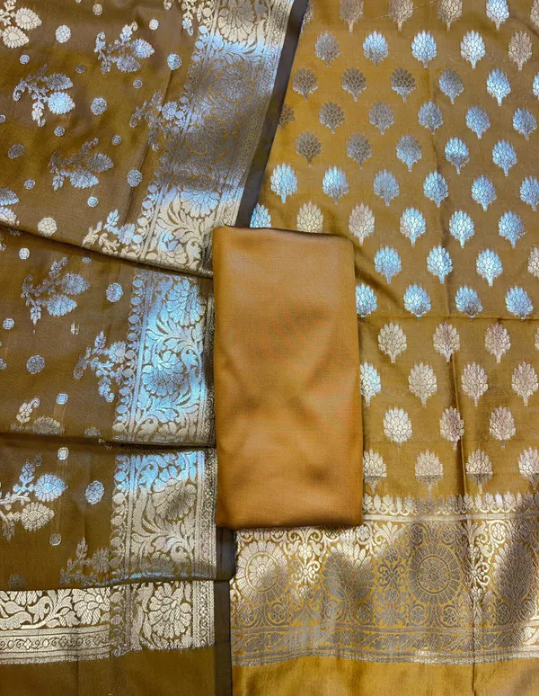 Mustard_Semi_Silk_Floral_Booti__Banarasi_3_pcs_Suit_Set_900AJ_SK2