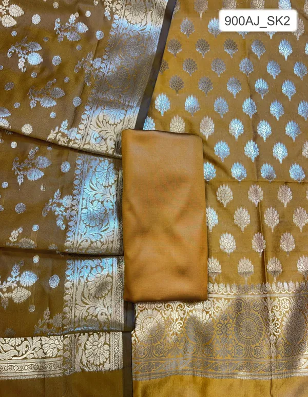 Mustard_Semi_Silk_Floral_Booti__Banarasi_3_pcs_Suit_Set_900AJ_SK2