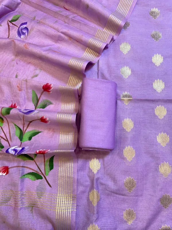 Light_Purple_Pure_Mercerize_Silk_Zari_Booti_3_pcs_Suit_set_with_Handpainted_Dupatta_1000SKL_PM6