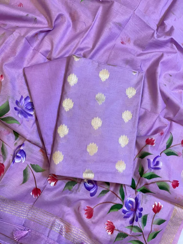 Light_Purple_Pure_Mercerize_Silk_Zari_Booti_3_pcs_Suit_set_with_Handpainted_Dupatta_1000SKL_PM6