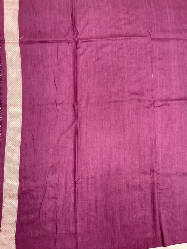 Humairah_Presents_Sea_Green_Tussar_Silk_Floral_Silver_Minakari_Stripe_Jaal_with_Contrast_Brown_Banarasi_Pallu_Zari_Border_and_Brown_Blouse