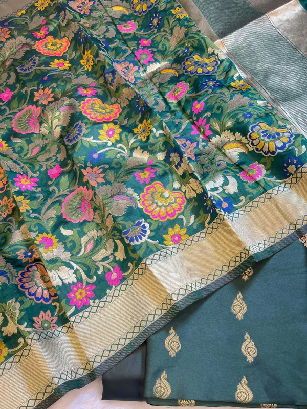 Dark_Green_Katan_Silk_Zari_Booti_Banarasi_3_pcs_Suit_Set_with_Multicolor_Mina_Dupatta_700SKL_KS11