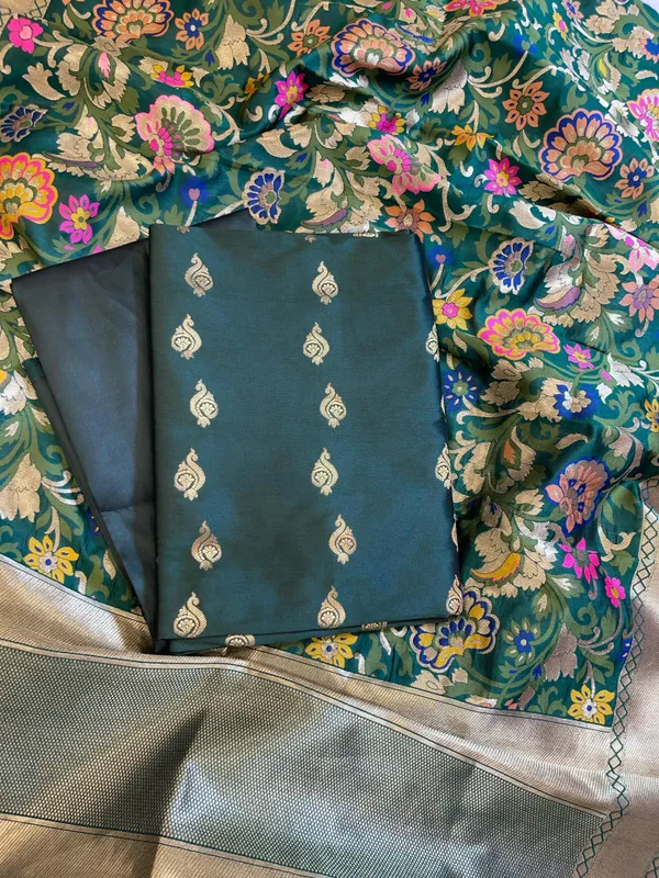 Dark_Green_Katan_Silk_Zari_Booti_Banarasi_3_pcs_Suit_Set_with_Multicolor_Mina_Dupatta_700SKL_KS11
