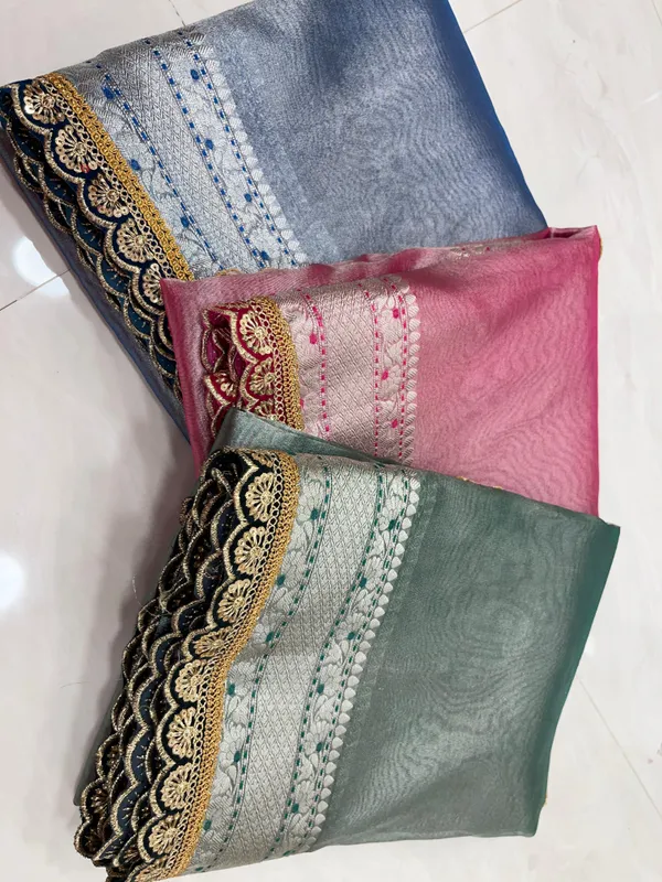 Humairah_Presents_Blue_Lace_Work_Zardozi_Pattern_Patch_work_Saree_with_Jacquard_Blouse