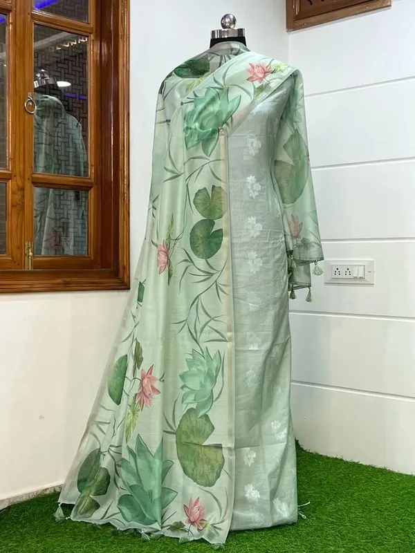 Seagreen_Pure_Mercerise_Resham_Zari_Booti_with_Chanderi_Silk_Print_Dupatta_Banarasi_3_pcs_Suit_Set_1000SKL_PMC10