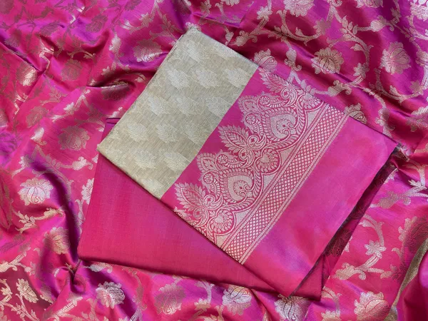 Beige_Art_Silk_Floral_Zari_Booti_Contrast_Banarasi_Suit_with_Pink_Dupatta_625AJ_TPT53