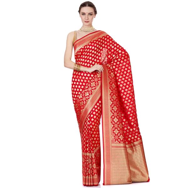 Humairah_Presents_Red_Satin_Silk_Saree_With_Blouse_Piece(JA19)
