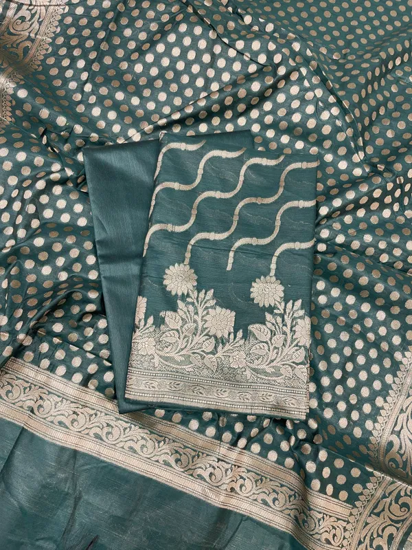 Dark_Green_Cotton_Silk_Lehariya_Banarasi_3_pcs_Suit_Set_675JVC_107