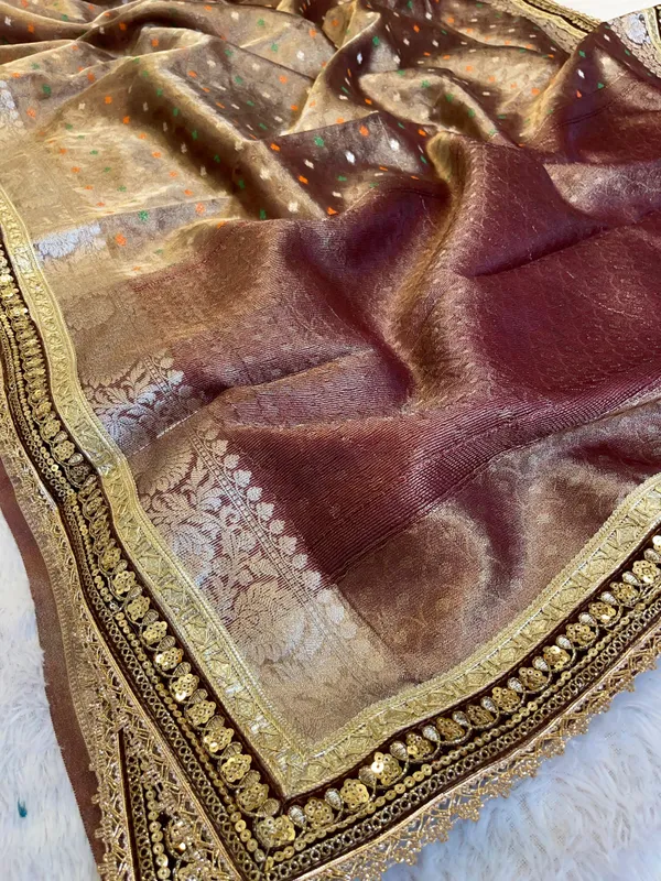 Brown_Tissue_Silk_Minakari_Booti_Banarasi_Saree_with_Lace_work_Border_BFS_TL2