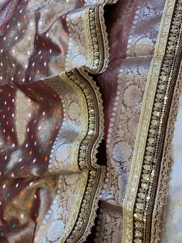 Brown_Tissue_Silk_Minakari_Booti_Banarasi_Saree_with_Lace_work_Border_BFS_TL2