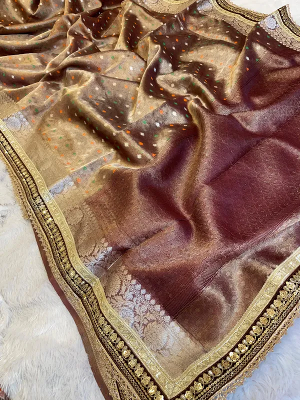 Brown_Tissue_Silk_Minakari_Booti_Banarasi_Saree_with_Lace_work_Border_BFS_TL2