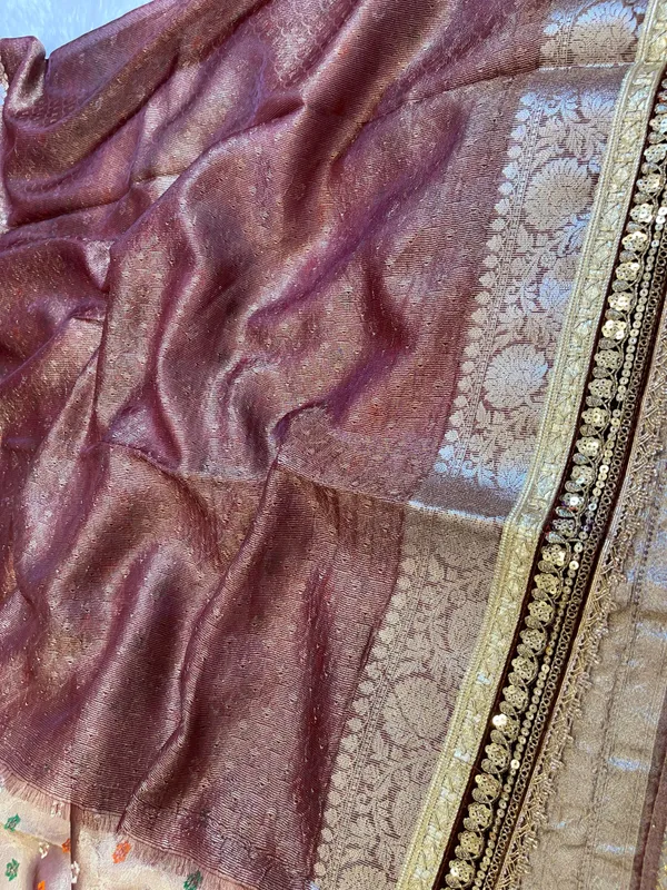 Brown_Tissue_Silk_Minakari_Booti_Banarasi_Saree_with_Lace_work_Border_BFS_TL2