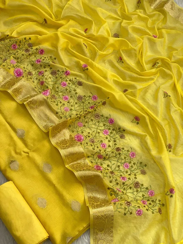 Yellow_Pure_Mercerised_Zari_Booti_with_Embroidery_Dupatta_Banarasi_Suit_Set_1200SKL_PME23