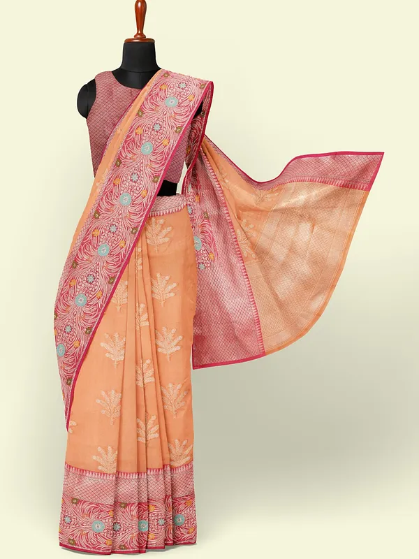 Orange_Cotton_Blend_Banarasi_Sarees_For_Women_GEHKR_4