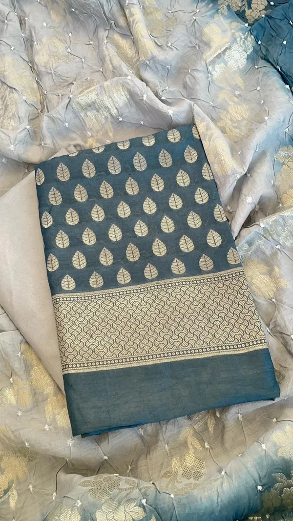 Black_Cotton_Blend_Leaf_Zari_Booti_Banarasi_Suit_with_Bandhani_Zari_Jaal_Dupatta_1325DAN_SBN8