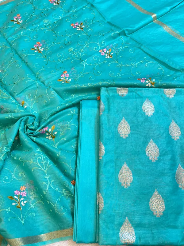 Seagreen_Cotton_Dyable_Floral_Zari_Booti_with_Embroidery_Resham_Dupatta_Banarasi_Suit_125IM_DCS25