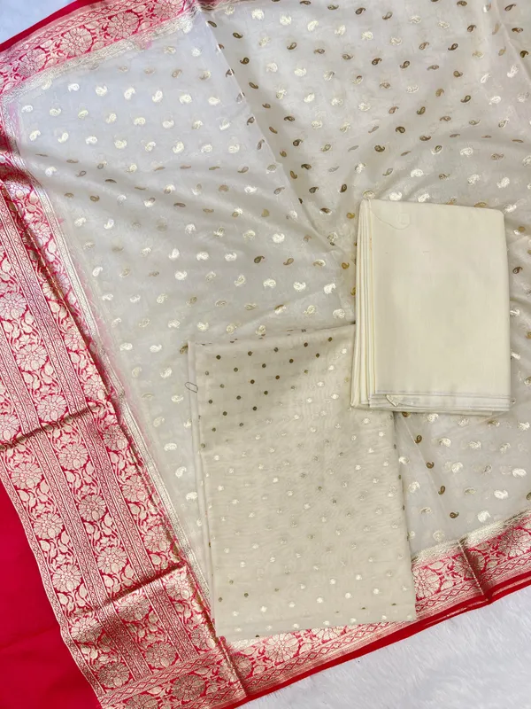 Offwhite_Pure_Mercerised_Lorex_weave_Contrast_Pink_Dupatta_Banarasi_suit_1200SKL_PM24