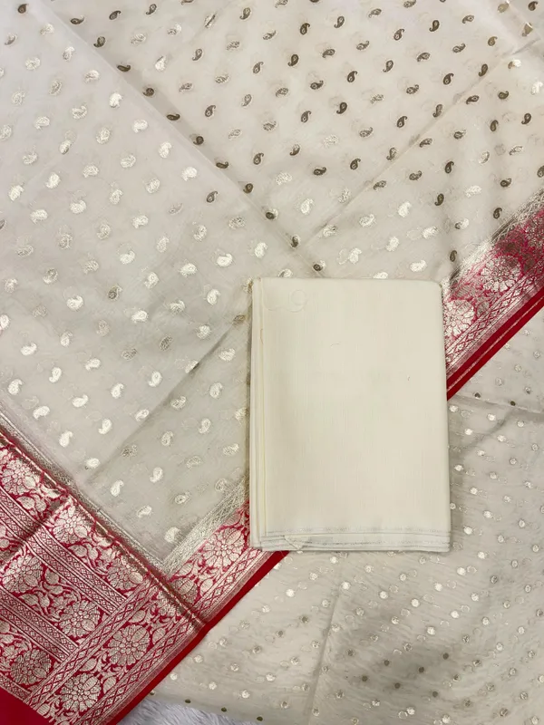 Offwhite_Pure_Mercerised_Lorex_weave_Contrast_Pink_Dupatta_Banarasi_suit_1200SKL_PM24