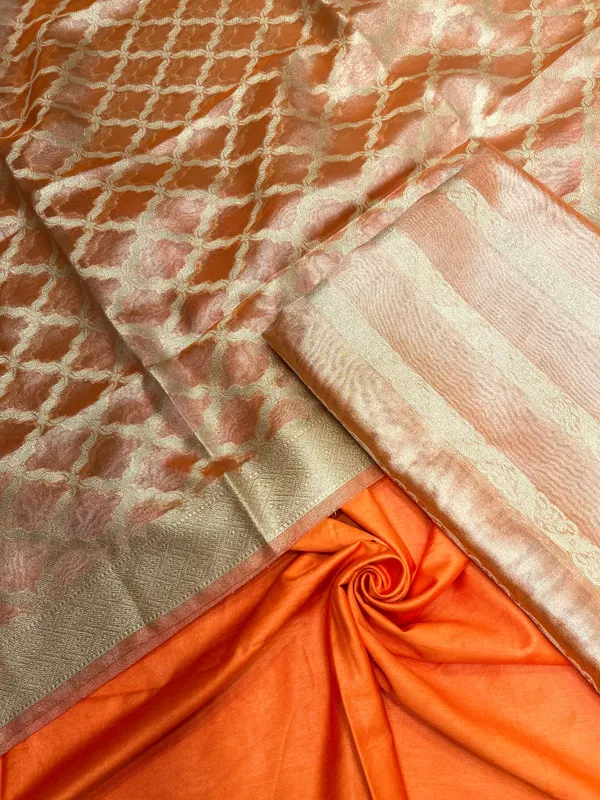 Humairah_Orange_Tissue_Silk_Floral_Zari_Stripe_3_pcs_Suit_Set_with_Plain_Bottom_and_Floral_Zari_Carry_Jaal_Orange_Dupatta