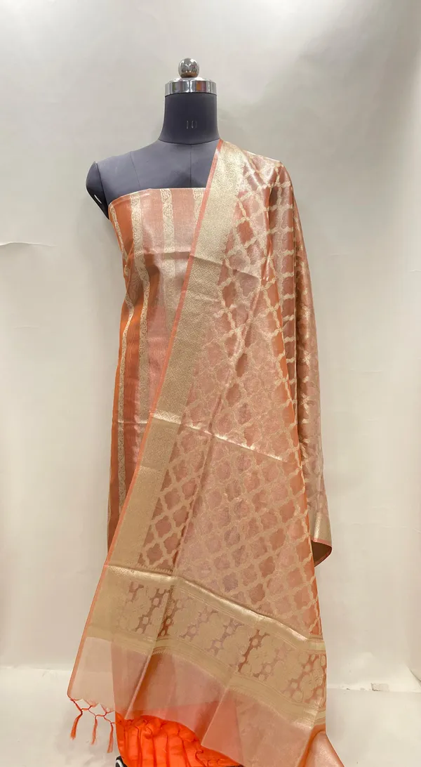 Humairah_Orange_Tissue_Silk_Floral_Zari_Stripe_3_pcs_Suit_Set_with_Plain_Bottom_and_Floral_Zari_Carry_Jaal_Orange_Dupatta