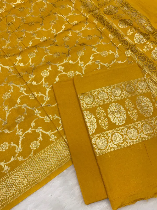 Puresilk_Handloom_Yellow_Cotton_Banarasi_3_pcs_Suit_Set_RHN_CTN5