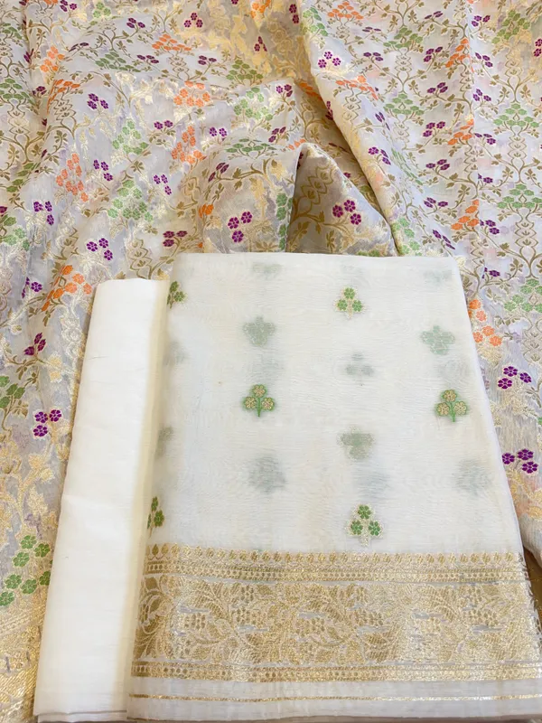 White_Pure_Cotton_Dyable_Floral_Zari_Mina_Booti_Banarasi_Suit
