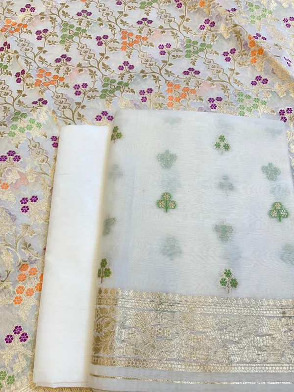 White_Pure_Cotton_Dyable_Floral_Zari_Mina_Booti_Banarasi_Suit