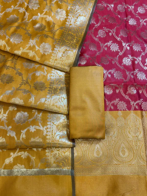 Red_Art_Silk_Floral_Zari_Jaal_Contrast_Banarasi_Suit_with_Mustard_Dupatta_625AJ_TPT21