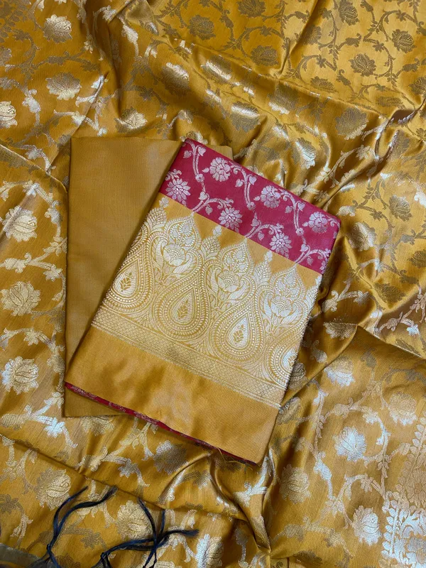 Red_Art_Silk_Floral_Zari_Jaal_Contrast_Banarasi_Suit_with_Mustard_Dupatta_625AJ_TPT21