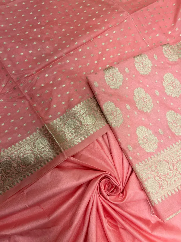 Humairah_Peach_Semi_Georgette_Floral_Silver_Zari_Booti_3_pcs_Suit_set_with_Plain_Bottom_and_Chunri_Zari_Booti_Peach_Dupatta