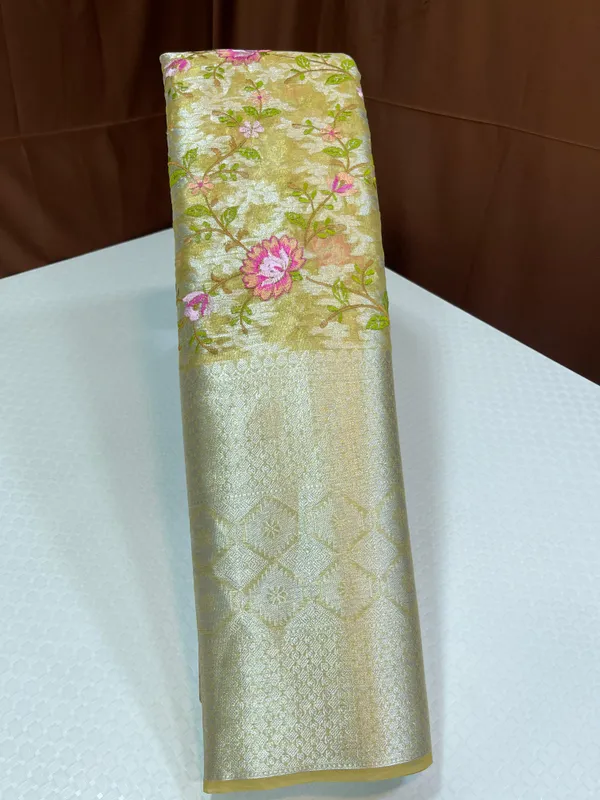 Light_Gold_Tissue_Silk_Floral_Embroidery_Resham_Jaal_with_Skirt_Border_Banarasi_Saree_MS_TS32