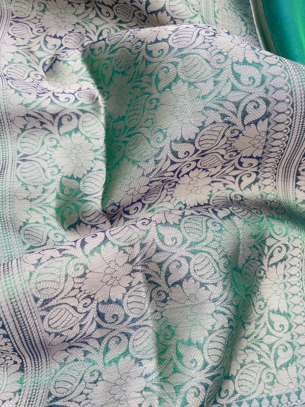 Dual_Shade_Peacock_Glass_Tissue_Silk_Plain_with_Lace_work_Border_Banarasi_Saree_BFS_GT6