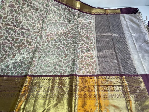 Beige_Tissue_Silk_Digital_Print_Floral_Jaal_Contrast_Wine_Border_Banarasi_Saree_MS_SK30