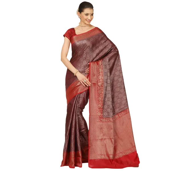 Brown_Cotton_Blend_Banarasi_Sarees_For_Women_GECT25