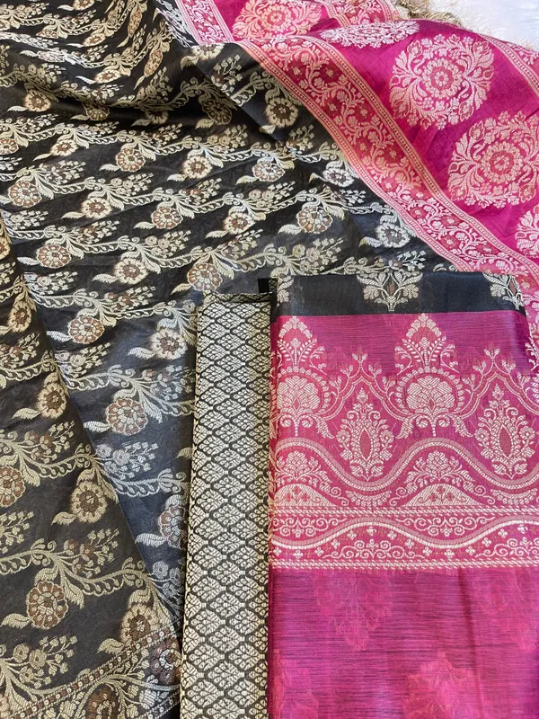 Black_Cotton_Alfi_Resham_Floral_Boota_Contrast_Magenta_Border_Banarasi_Suit_600AJ_PJS10