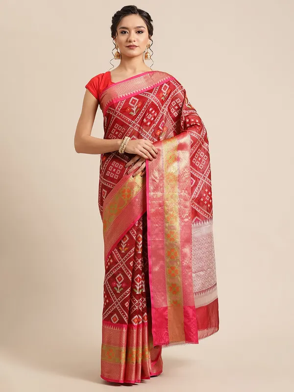 Maroon_Art_Silk_Banarasi_Sarees_For_Women_GEASF_23