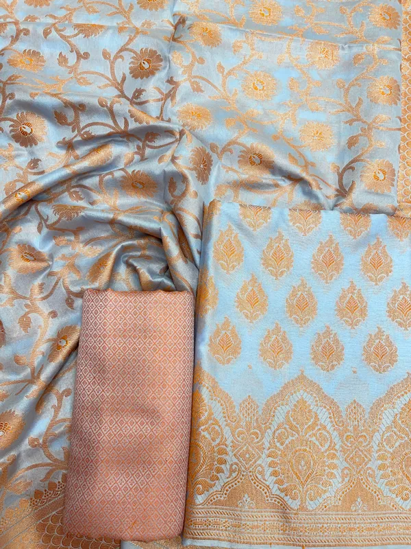Humairah_Presents_Light_Grey_Semi_Katan_Silk_3_pcs_Suit_Set_with_Plain_Bottom_and_Top_Copper_Floral_Zari_Booti_with_Copper_Zari_Jaal_Dupatta_ASD_104