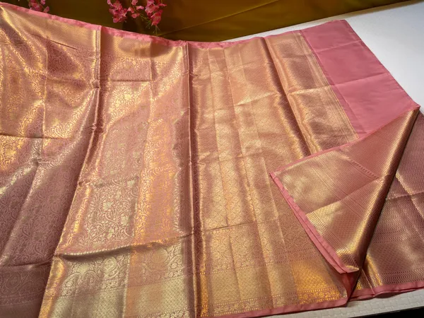 Peach_Semi_Kanchi_Silk_Floral_Zari_Jaal_Banarasi_Saree_MS_SK4