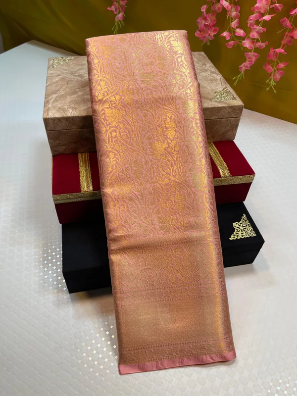 Peach_Semi_Kanchi_Silk_Floral_Zari_Jaal_Banarasi_Saree_MS_SK4