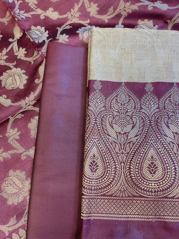 Beige_Art_Silk_Floral_Zari_Jaal_Contrast_Banarasi_Suit_with_Maroon_Dupatta_625AJ_TPT66