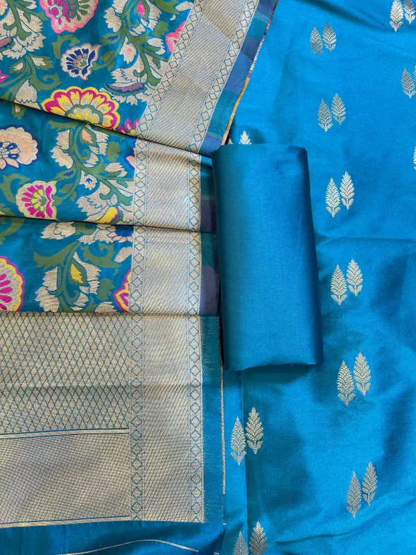 Teal_Blue_Katan_Silk_Zari_Booti_Banarasi_3_pcs_Suit_Set_with_Multicolor_Mina_Dupatta_700SKL_KS2