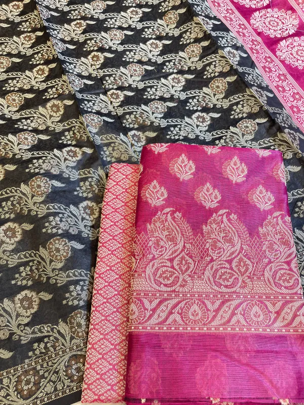Magenta_Cotton_Floral_Resham_Booti_Contrast_Black_Dupatta_Banarasi_Suit_600AJ_PJS13