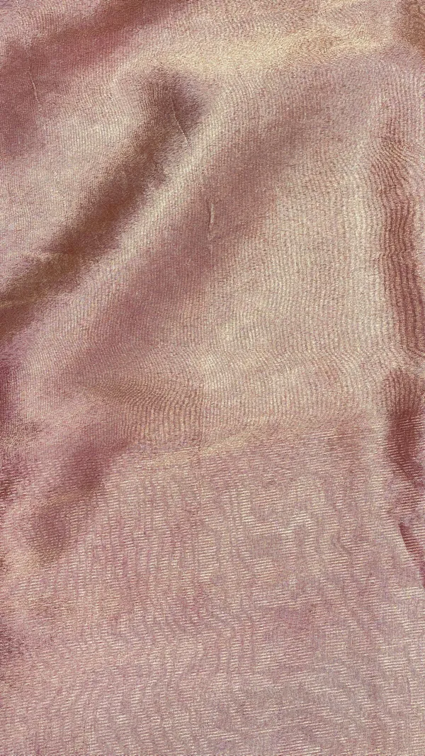Humairah_Presents_Brown_Plain_Tissue_Tripple_Golden_Lace_Banarasi_Saree_with_Brown_Stripe_Blouse